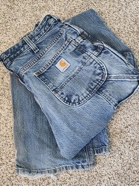 Vintage Carhartt Carpenter Jeans Light Wash Wide Leg Baggy Workwear. Streetwear